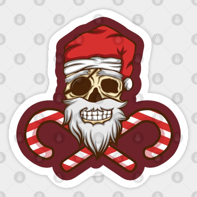 Bad Jolly Roger Santa XMAS Pirate Skull Sticker by Shirtbubble